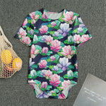 Vintage Lotus Floral Print Men's Bodysuit