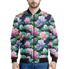 Vintage Lotus Floral Print Men's Bomber Jacket
