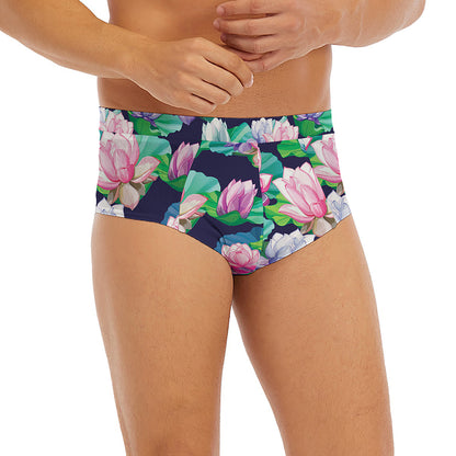 Vintage Lotus Floral Print Men's Briefs