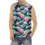 Vintage Lotus Floral Print Men's Fitness Tank Top