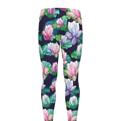 Vintage Lotus Floral Print Men's leggings