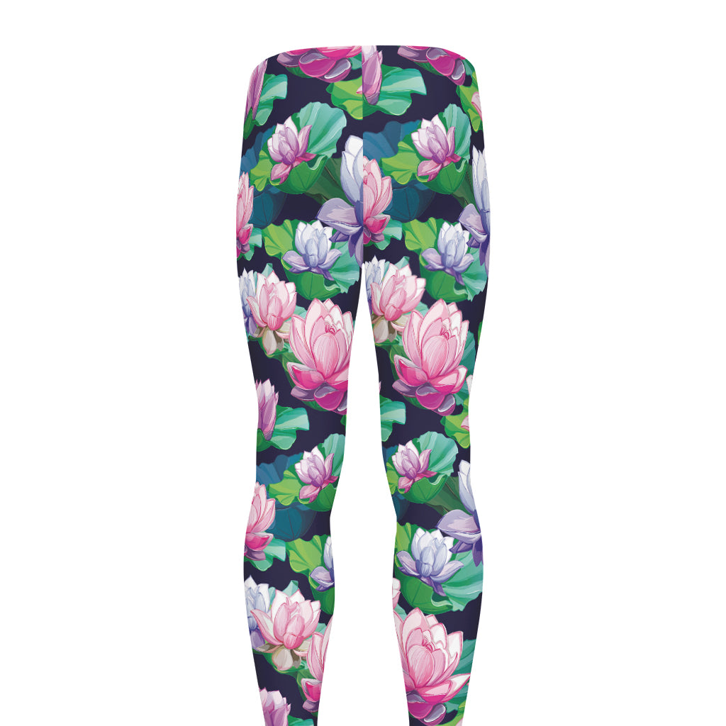 Vintage Lotus Floral Print Men's leggings