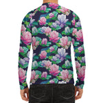 Vintage Lotus Floral Print Men's Long Sleeve Rash Guard