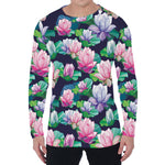 Vintage Lotus Floral Print Men's Long Sleeve T-Shirt