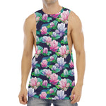Vintage Lotus Floral Print Men's Muscle Tank Top