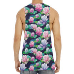 Vintage Lotus Floral Print Men's Muscle Tank Top
