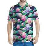 Vintage Lotus Floral Print Men's Polo Shirt