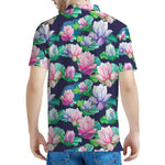 Vintage Lotus Floral Print Men's Polo Shirt