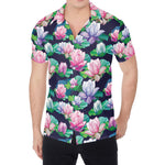 Vintage Lotus Floral Print Men's Shirt