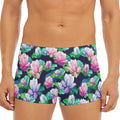 Vintage Lotus Floral Print Men's Short Boxer Briefs