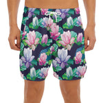 Vintage Lotus Floral Print Men's Split Running Shorts