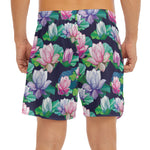 Vintage Lotus Floral Print Men's Split Running Shorts