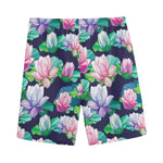 Vintage Lotus Floral Print Men's Sports Shorts