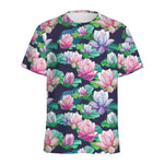 Vintage Lotus Floral Print Men's Sports T-Shirt