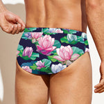 Vintage Lotus Floral Print Men's Swim Briefs