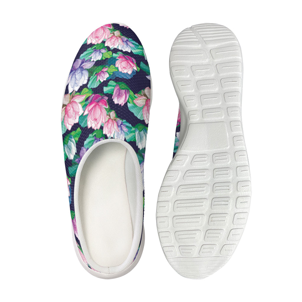 Vintage Lotus Floral Print Mesh Casual Shoes