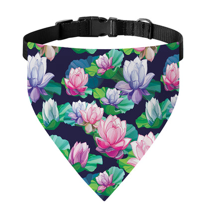 Vintage Lotus Floral Print Over The Collar Dog Bandana