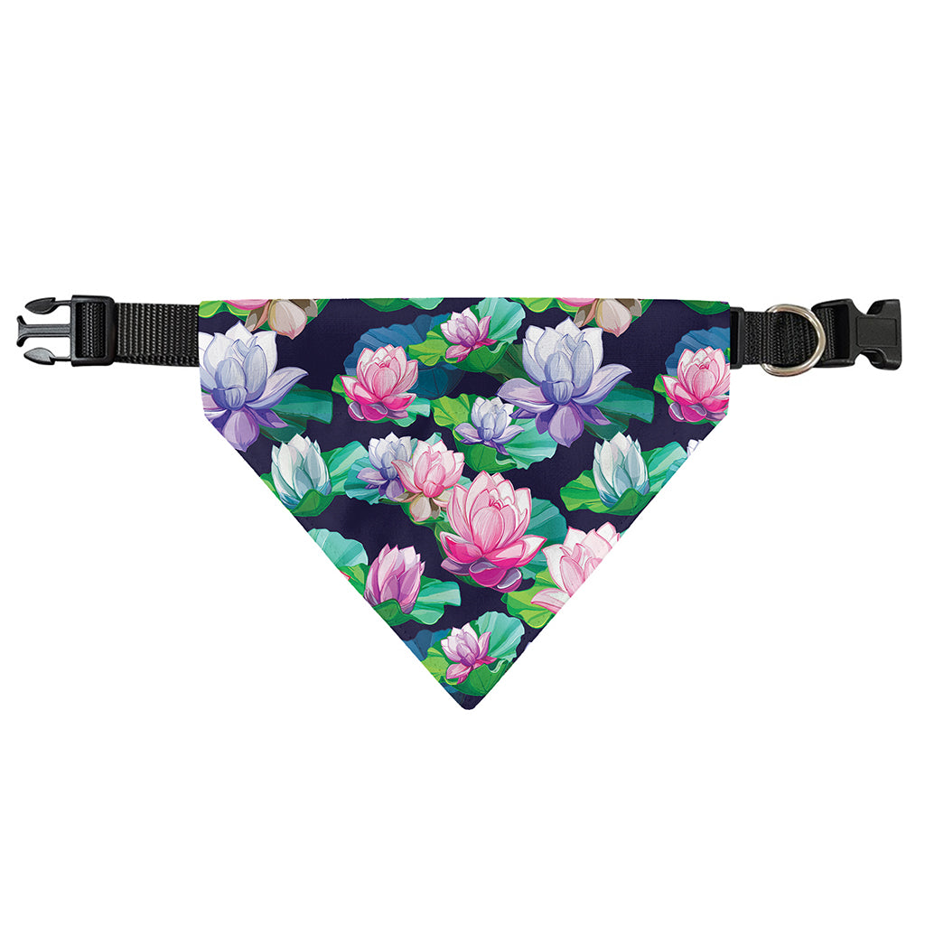 Vintage Lotus Floral Print Over The Collar Dog Bandana