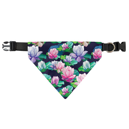 Vintage Lotus Floral Print Over The Collar Dog Bandana