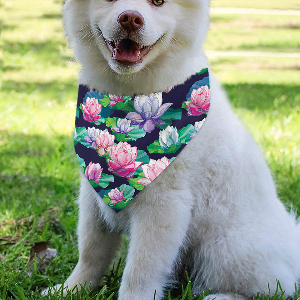 Vintage Lotus Floral Print Over The Collar Dog Bandana