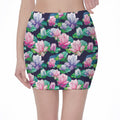 Vintage Lotus Floral Print Pencil Mini Skirt