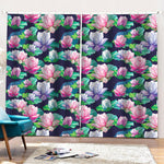 Vintage Lotus Floral Print Pencil Pleat Curtains