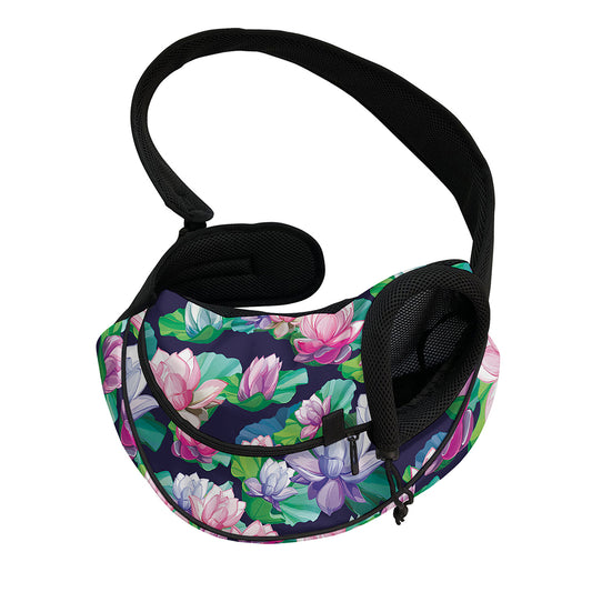 Vintage Lotus Floral Print Pet Sling Carrier