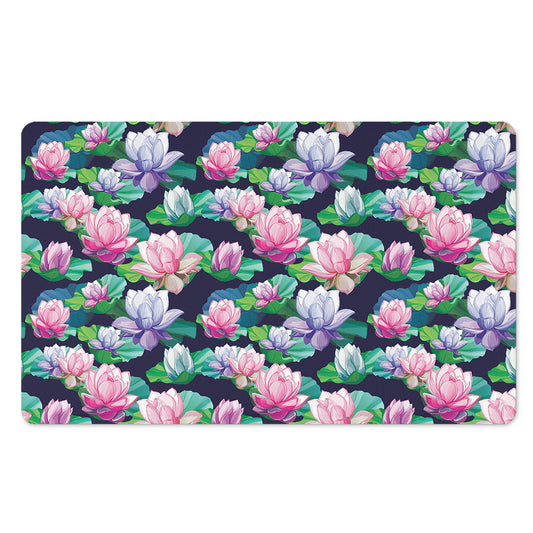 Vintage Lotus Floral Print Polyester Doormat