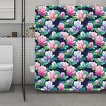 Vintage Lotus Floral Print Polyester Shower Curtain