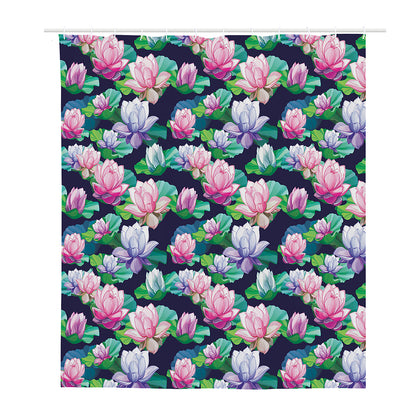 Vintage Lotus Floral Print Polyester Shower Curtain