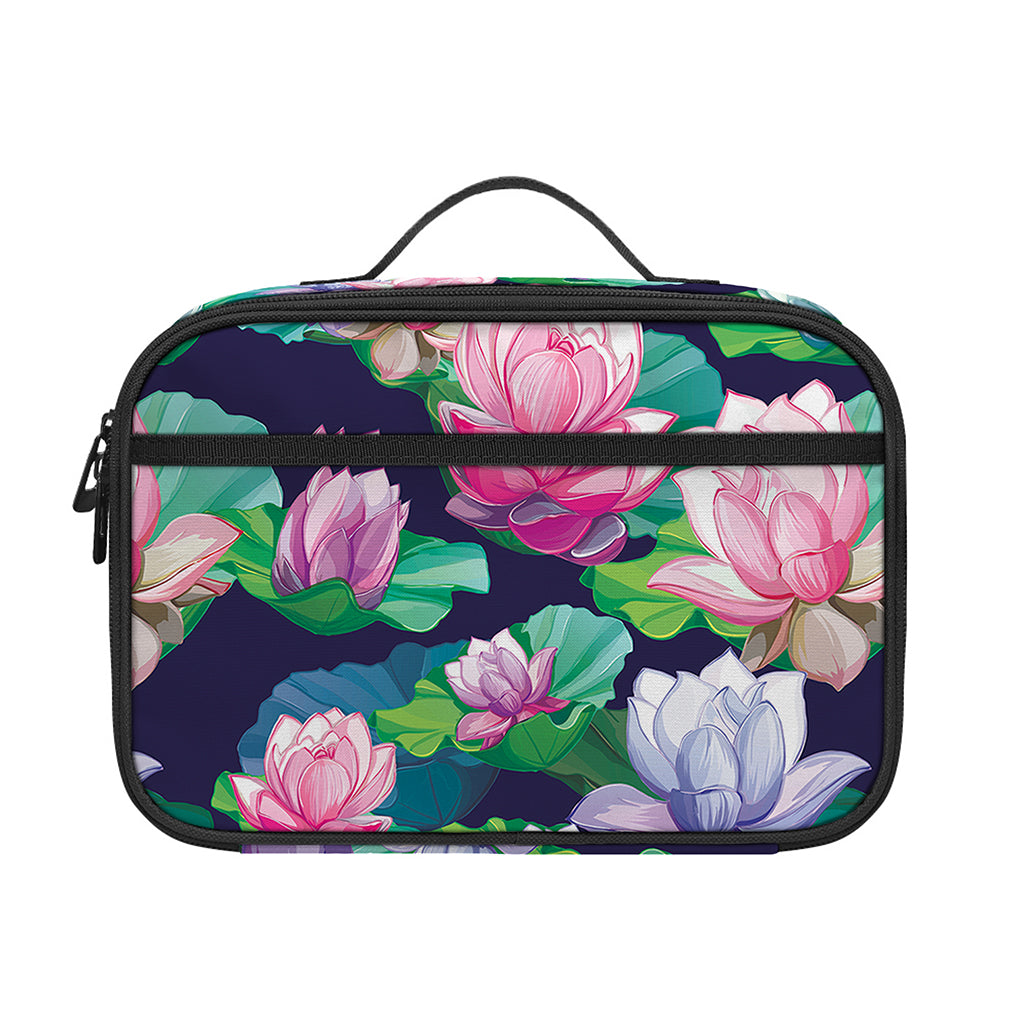 Vintage Lotus Floral Print Portable Lunch Bag