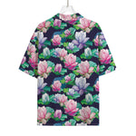 Vintage Lotus Floral Print Rayon Hawaiian Shirt