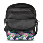 Vintage Lotus Floral Print Rectangular Crossbody Bag