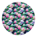 Vintage Lotus Floral Print Round Blanket