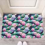 Vintage Lotus Floral Print Rubber Doormat