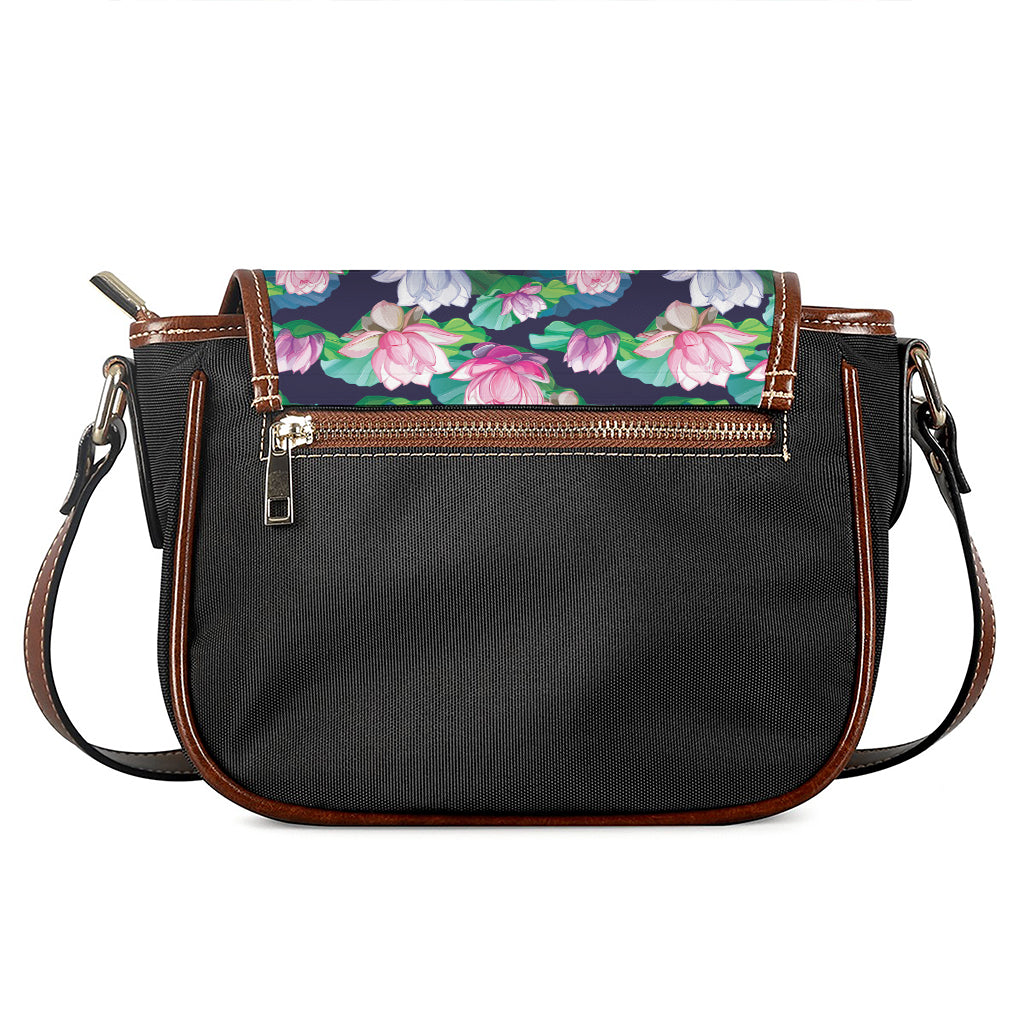 Vintage Lotus Floral Print Saddle Bag