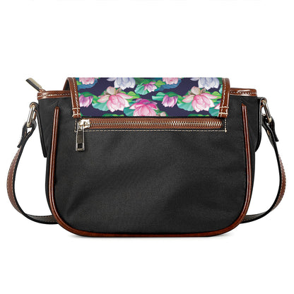 Vintage Lotus Floral Print Saddle Bag