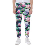Vintage Lotus Floral Print Scuba Joggers