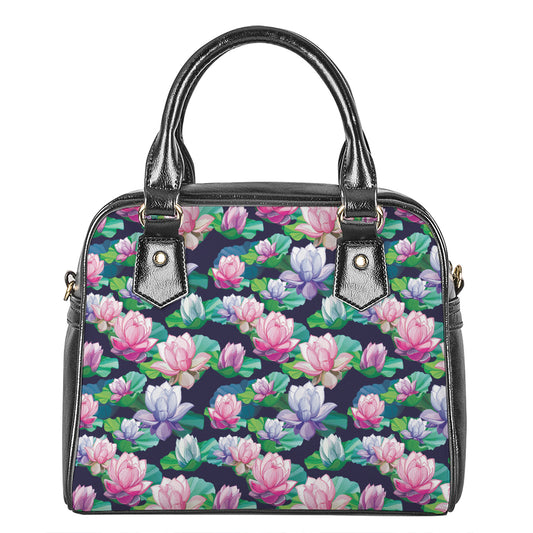 Vintage Lotus Floral Print Shoulder Handbag
