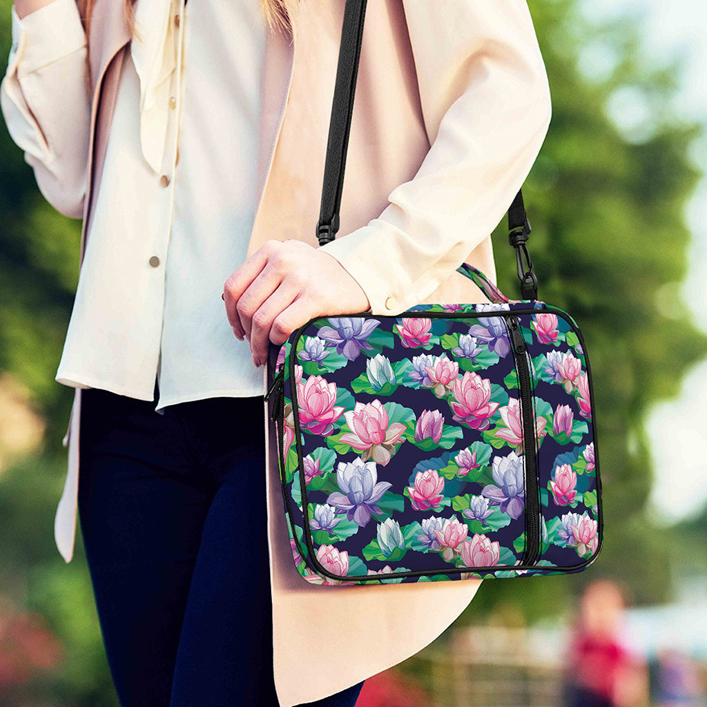 Vintage Lotus Floral Print Shoulder Strap Bible Bag
