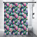 Vintage Lotus Floral Print Shower Curtain