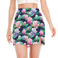 Vintage Lotus Floral Print Side Slit Mini Skirt