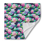 Vintage Lotus Floral Print Silk Bandana