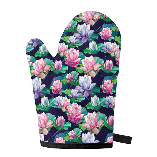 Vintage Lotus Floral Print Single Oven Mitt