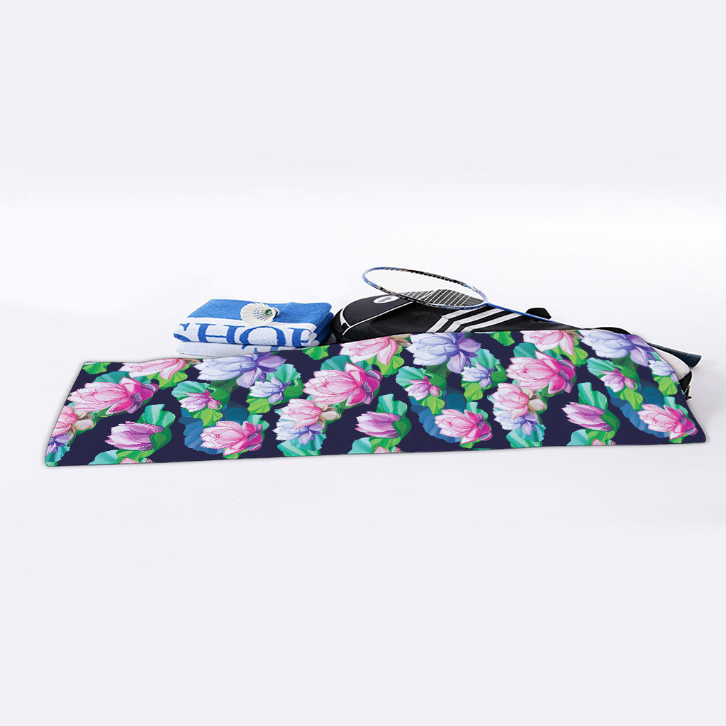 Vintage Lotus Floral Print Sports Towel