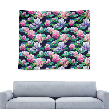 Vintage Lotus Floral Print Tapestry