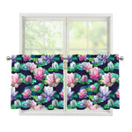Vintage Lotus Floral Print Tier Curtains