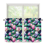 Vintage Lotus Floral Print Tier Curtains