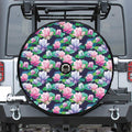 Vintage Lotus Floral Print Tire Cover With Camera Hole