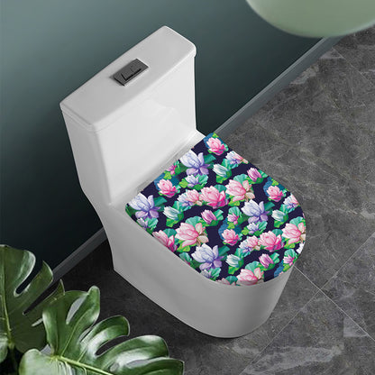 Vintage Lotus Floral Print Toilet Lid Cover